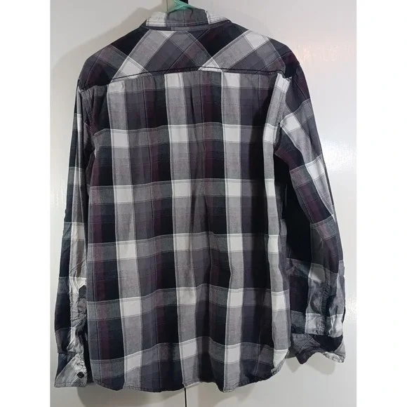 Helix Button Up Shirt Mens Purple Long Sleeve Plaid Size Large Y2k Skater Grunge - Picture 3 of 11